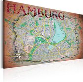 Schilderijen Op Canvas - Schilderij - Map of Hamburg 120x80 - Artgeist Schilderij