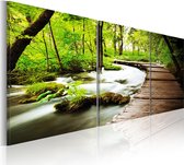 Schilderijen Op Canvas - Schilderij - Forest Brook 150x50 - Artgeist Schilderij