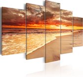 Schilderijen Op Canvas - Schilderij - Sea: Beautiful Sunset 100x50 - Artgeist Schilderij