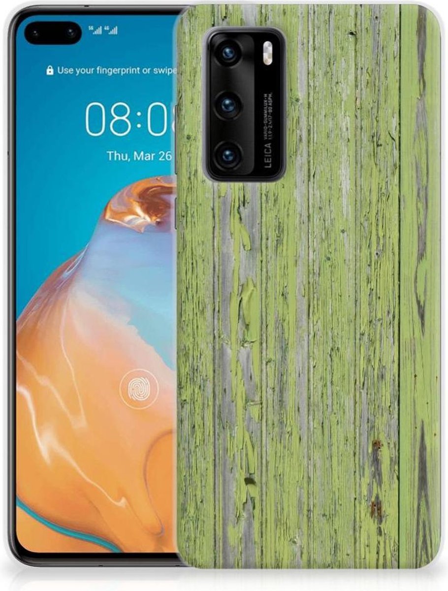 Huawei P40 Bumper Hoesje Green Wood