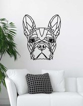Franse Bulldog Geometrisch Hout 90 x 108 cm Black - Honden - Wanddecoratie