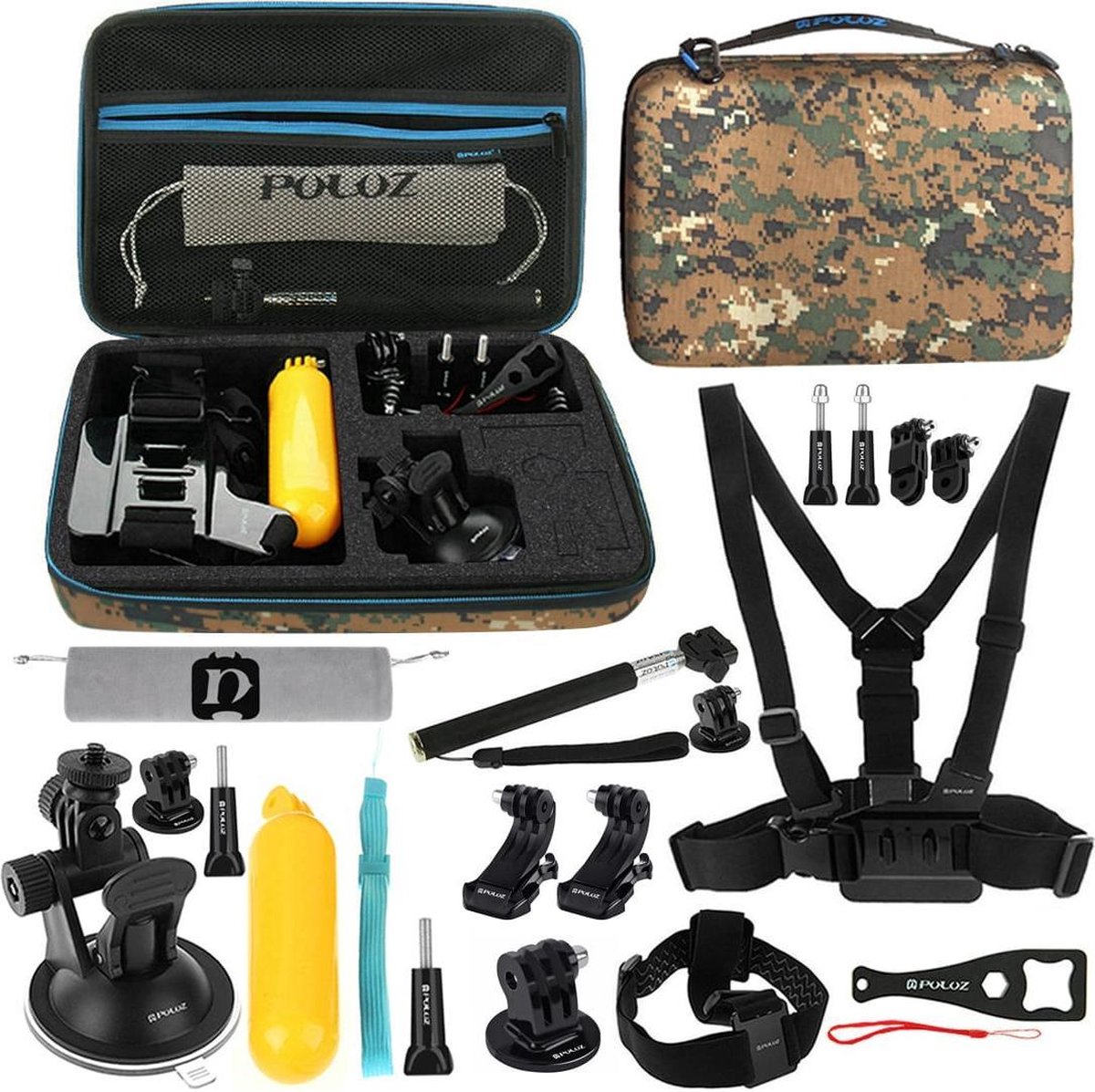 20 in 1 GoPro accessoire camouflage combo kit voor GoPro HERO 6 / 5 / 4 Session / 4 / 3+ / 3 / 2 / 1 - PULUZ