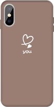 Voor iPhone XS Max Love-heart Letter Pattern Kleurrijk Frosted TPU Phone beschermhoes (kaki)