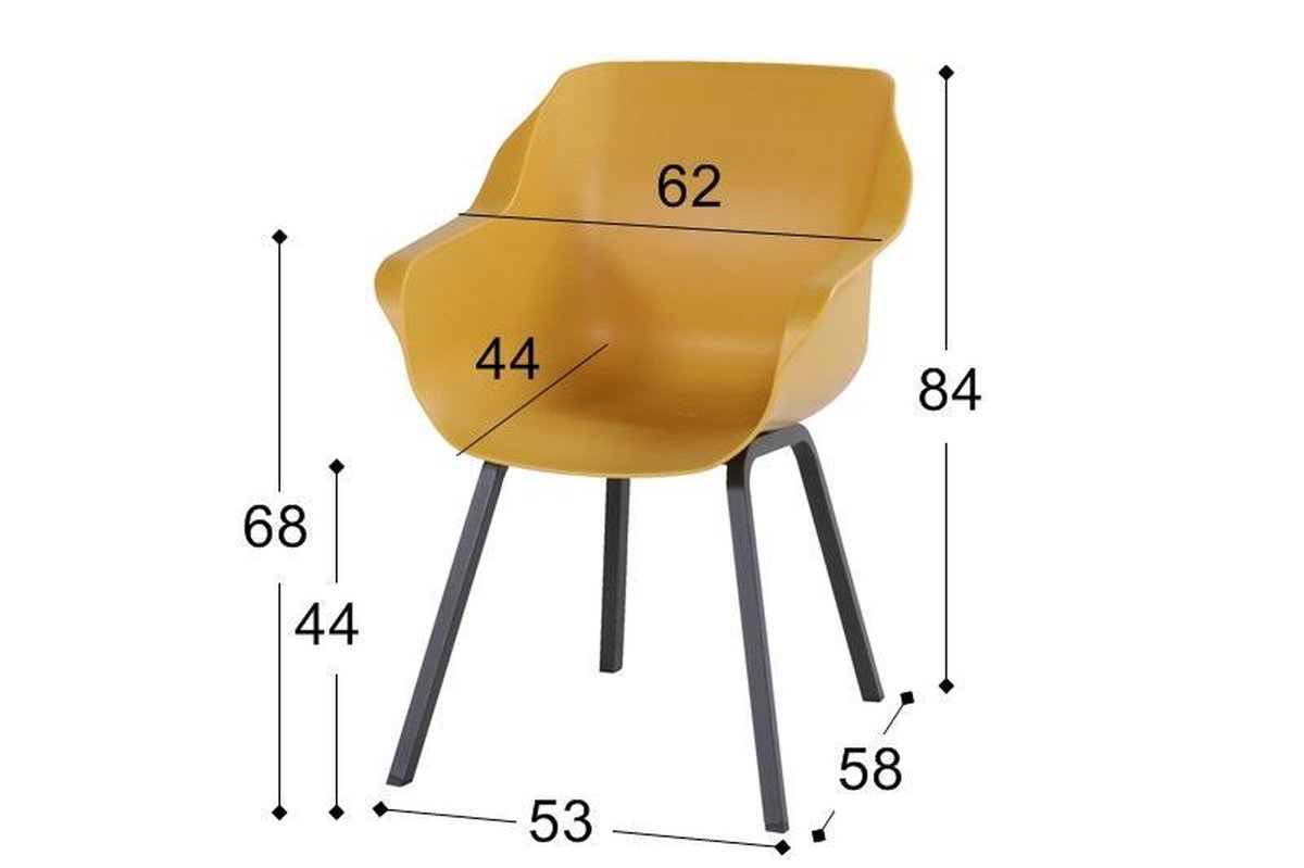 Hartman Sophie armchair chaise de jardin avec accoudoirs - Jaune - set de 2