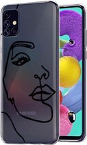 iMoshion Hoesje Geschikt voor Samsung Galaxy A51 Hoesje Siliconen - iMoshion Design hoesje - Transparant / Zwart / Line Art Woman Black