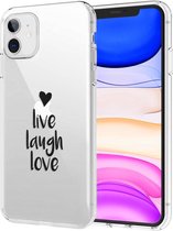 iPhone 11 Hoesje Siliconen - iMoshion Design hoesje - Transparant / Zwart / Live Laugh Love