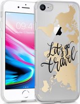 iMoshion Hoesje Geschikt voor iPhone SE (2022) / SE (2020) / 8 / 7 Hoesje Siliconen - iMoshion Design hoesje - Transparant / Meerkleurig / Goud / Let's Go Travel