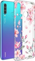 iMoshion Hoesje Geschikt voor Huawei P30 Lite Hoesje Siliconen - iMoshion Design hoesje - Roze / Transparant / Blossom Watercolor