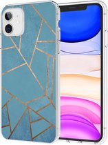 iPhone 11 Hoesje Siliconen - iMoshion Design hoesje - Blauw / Meerkleurig / Goud / Blue Graphic