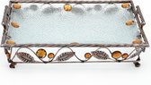 Grote Glazen Decoratie Schaal - Bronskleurig - Rechthoekig - 37.5x25.5x8cm