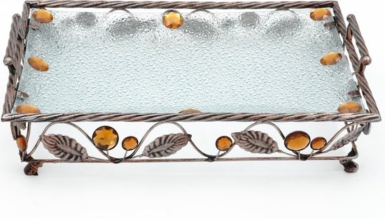 Grote Glazen Decoratie - Bronskleurig Rechthoekig - 37.5x25.5x8cm bol.com