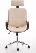 Bureaustoel - Bureaustoel voor volwassenen - Hoofdsteun - Hout - Crème - 70x70x125 cm