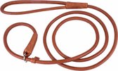 Collar Soft - Leren rondgenaaide sliplijn - 135 cm - Bruin - Maat XS (6mm breed)
