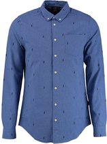 Kultivate stevig zacht soepel blauw cotton twill slim fit overhemd - valt 1 maat kleiner - Maat XXL