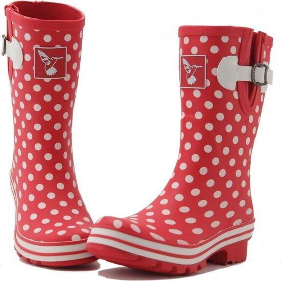| Regenlaars rood met witte stip kort model 36 Stippen regenlaars rood | rood met witte stippen