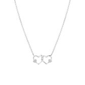 Zilveren ketting met hanger dubbel hart zirkonia