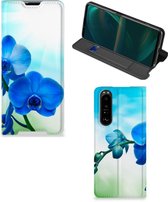 Stand Case met foto Sony Xperia 5 III Telefoonhoesje Orchidee Blauw