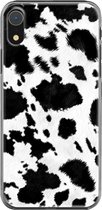 Apple iPhone XR Telefoonhoesje - Transparant Siliconenhoesje - Flexibel - Met Dierenprint - Koeien Patroon - Zwart