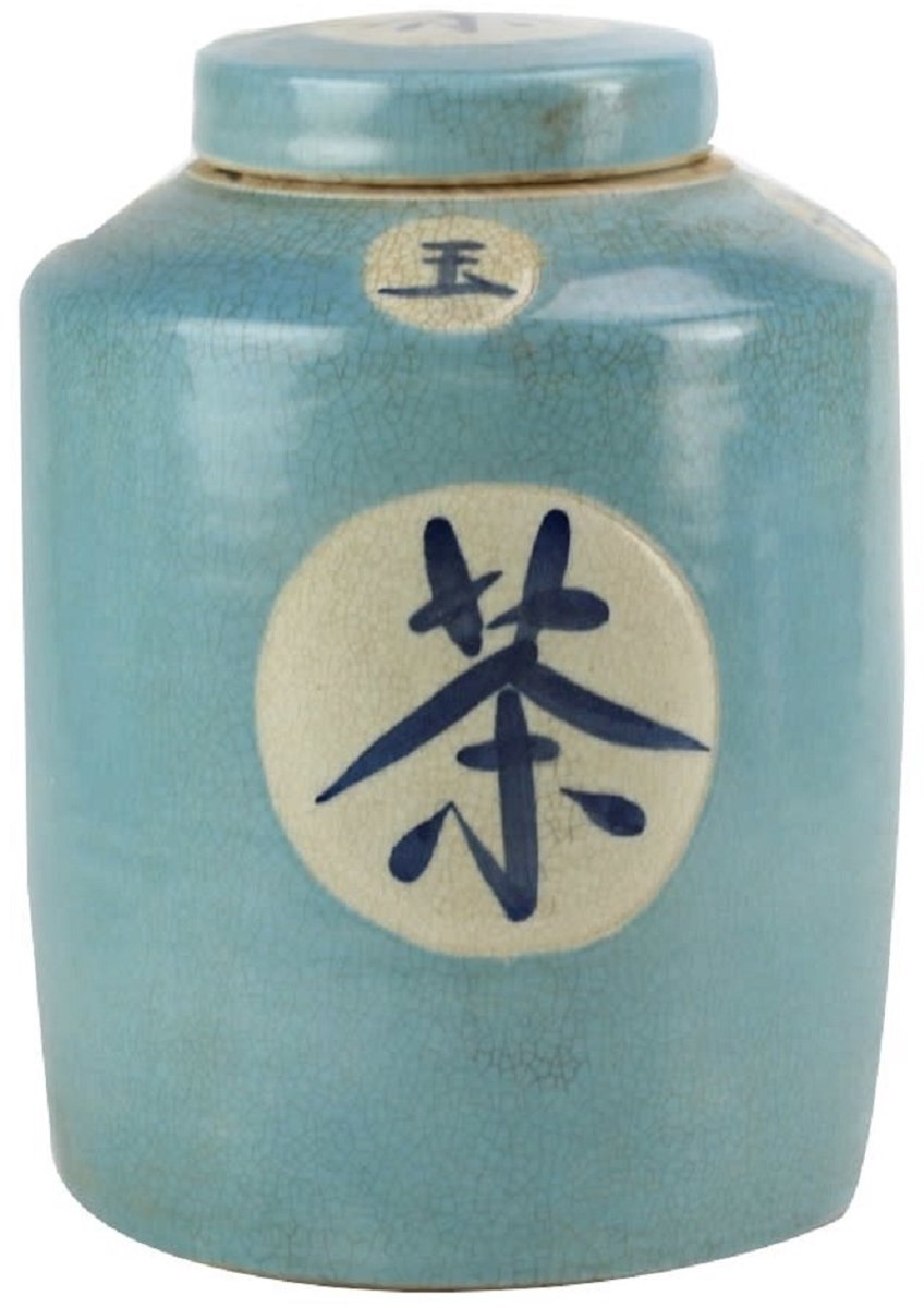 Fine Asianliving Chinese Gemberpot Blauw Thee Handgeschilderd B12xH28cm