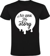 No Risk No Story t-shirt Heren |  ondernemen | verhaal | risico | ondernemer | miljonair | Zwart
