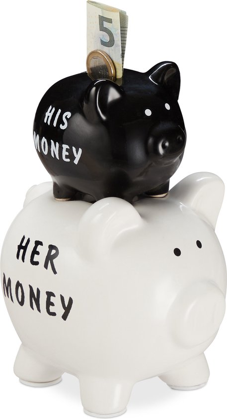 relaxdays tirelire son argent - tirelire - tirelire double - céramique - xxl