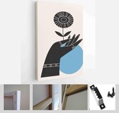 Abstract poster collection with hand holding flowers, insects, reptilies: bug, snake. Set of contemporary scandinavian print templates - Modern Art Canvas - Vertical - 1811567389 - 80*60 Vert