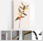 Collection of contemporary art posters in pastel colors. Abstract elements, leaves and fruits, branches, tangerines - Modern Art Canvas - Vertical - 1853040742 - 115*75 Vertical