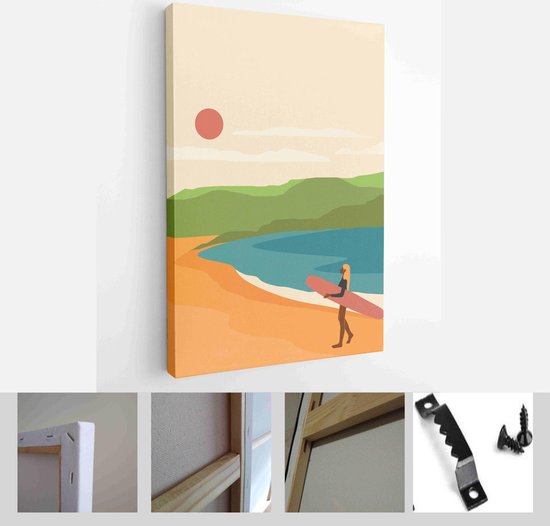 Itsallcanvas - Schilderij - Abstract Coloful Landscape Collection. Contemporary Art Beach Templates Art Vertical Vertical - Multicolor - 40 X 30 Cm