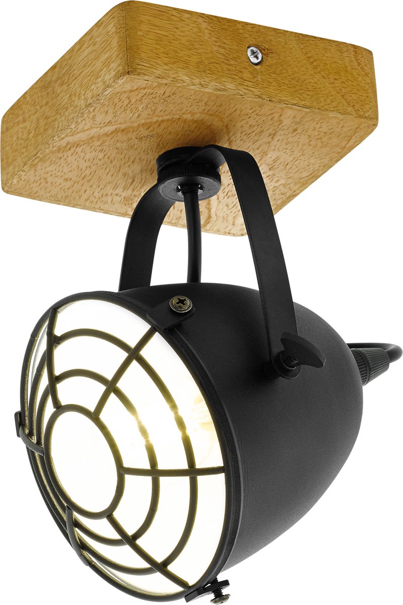 EGLO Gatebeck - wand/plafondlamp - 1-lichts - E14 - hout/zwart