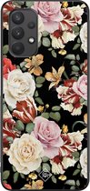 Samsung A32 4G hoesje - Bloemen flowerpower | Samsung Galaxy A32 4G case | Hardcase backcover zwart