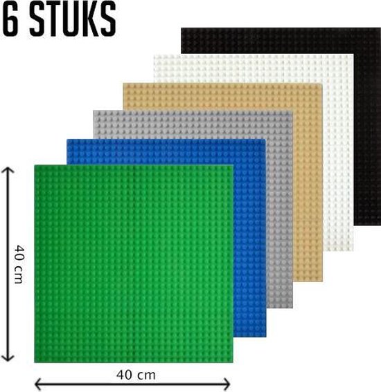 Grote bouwplaten 50x50 noppen - geschikt voor LEGO - 6 Stuks – 40x40 CM  -... | bol.com