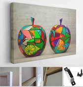 Decorative bright and colorful fruit apples on grey abstract background - Modern Art Canvas - Horizontal - 336050669 - 115*75 Horizontal