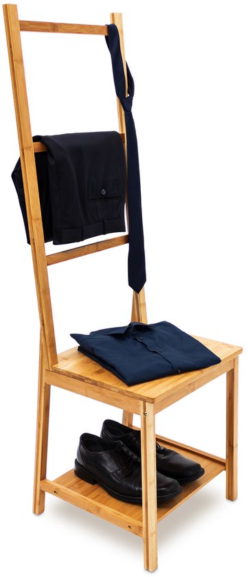 Relaxdays towel rack bamboo, foldable, bathroom rack, 3 shelves, 3 bars, 4 hooks, HxWxD: 152x53x31 cm, nature
