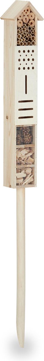 insectenhuis op paal - 148 cm hoog - hout - groot - vlinderhuis - bijenhotel — afbeelding 11