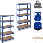 relaxdays 2 x étagère bleu - étagère de rangement 5 étages - étagère pour garage - métal - MDF