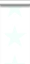 Origin behang grote ster mat wit en glanzend pastel mintgroen - 347506 - 53 cm x 10,05 m