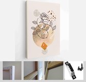 Painting Wall Pictures Home Room Decor. Modern Abstract Art Botanical Wall Art. Boho. Minimal Art Flower on Geometric Shapes Background - Modern Art Canvas - Vertical - 1955054920