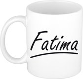 Fatima naam cadeau mok / beker sierlijke letters - Cadeau collega/ moederdag/ verjaardag of persoonlijke voornaam mok werknemers