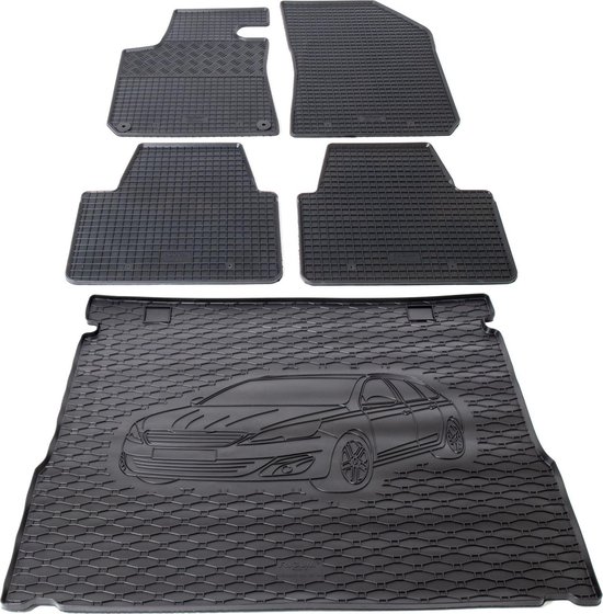 Tapis de voiture en caoutchouc avec tapis de coffre - convient pour Peugeot  308 SW à... | bol.com