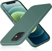 Ceezs geschikt voor Apple iPhone 12 Mini hoesje siliconen / geschikt voor Apple iPhone 12 Mini case silicone groen + glazen Screen Protector