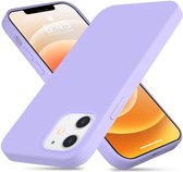 ShieldCase Silicone case geschikt voor Apple iPhone 12 Mini - 5.4 inch - lichtpaars + glazen Screen Protector