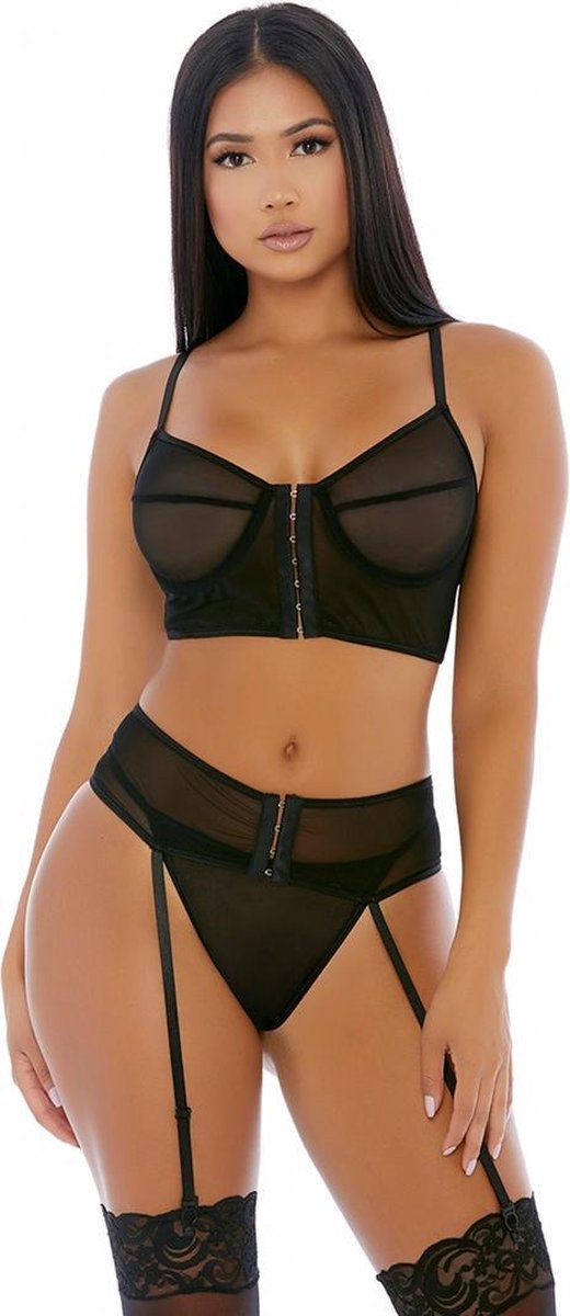 Get The Hook Lingerie Set - Black