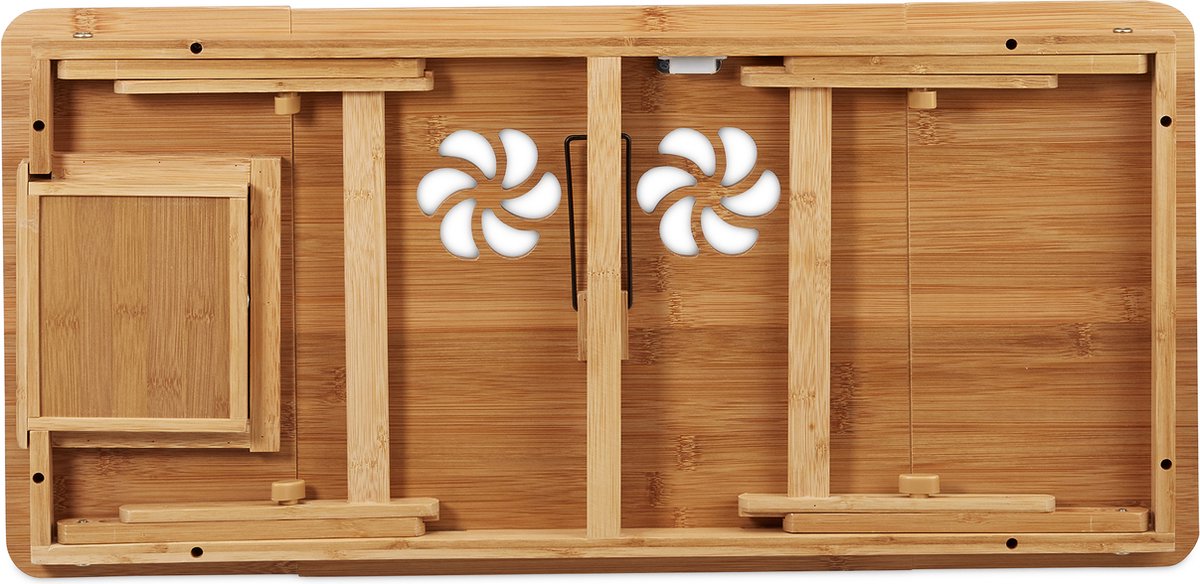 Relaxdays laptoptafel, inklapbaar, kantelbaar, verstelbaar, hout, HBD 40 x 75 x 35 cm, ontbijt op bed, bedtafel, zwart