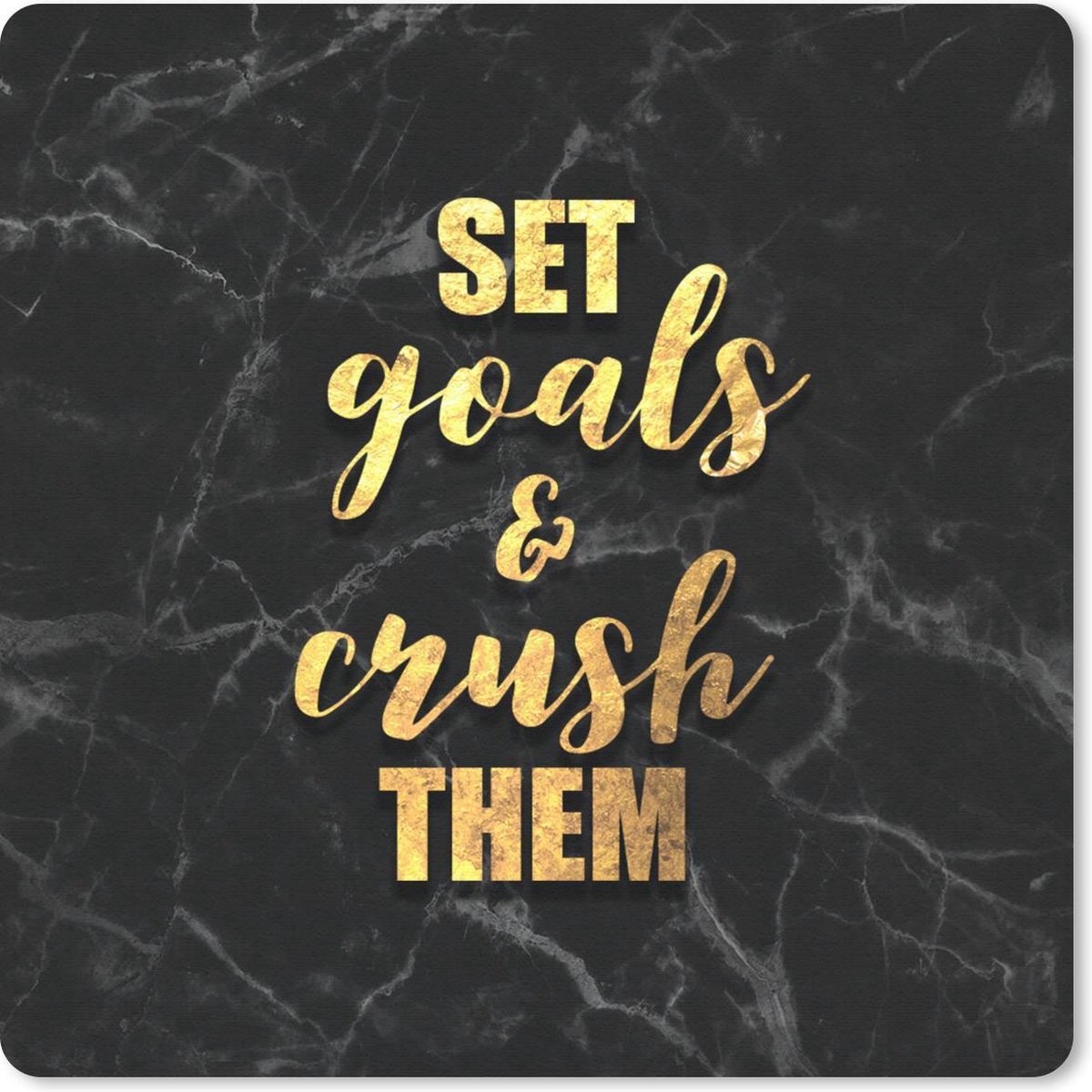 Muismat 30x30 cm - Mousepad Quote - Motivatie - Marmer print - Goud - Muismatten