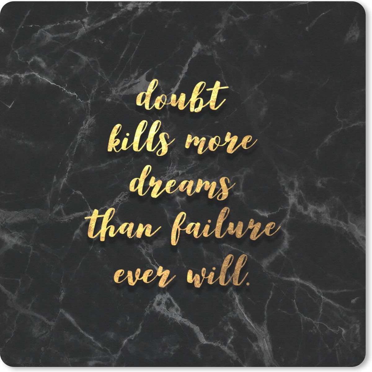 Muismat 20x20 cm - Mousepad Quotes - Dreams - Gold - Marmer print - Muismatten