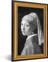 Fotolijst incl. Poster - Meisje met de parel - Vermeer - Lijst - Goud - 20x30 cm - Posterlijst