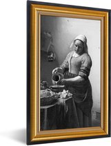 Fotolijst incl. Poster - Melkmeisje - Vermeer - Lijst - Goud - 60x90 cm - Posterlijst