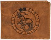 Greenburry - Vintage Lederen Heren Portefeuille Met Steenbok Sterrenbeeld