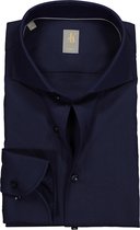 Jacques Britt overhemd - Roma slim fit - structuur - donkerblauw - Strijkvriendelijk - Boordmaat: 44