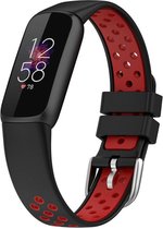 Siliconen Smartwatch bandje - Geschikt voor  Fitbit Luxe sport band - zwart/rood - Strap-it Horlogeband / Polsband / Armband